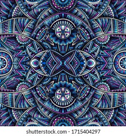 Abstract ethnic rug ornamental seamless pattern. Vector vintage background. Colorful tribal square design for print on fabric, textile, greeting cards, phone cases, scarves, wrapping paper