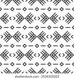 Abstract ethnic seamless geometric pattern. Tribal and ethnic motif background. Black and white vector background. Design for background, clothing, wrapping, batik, fabric.