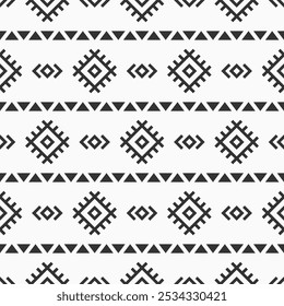 Abstract ethnic seamless geometric pattern. Tribal and ethnic motif seamless background. Black and white vector background. Design for background, clothing, wrapping, batik, fabric.