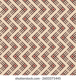 Abstract ethnic seamless geometric pattern. Tribal and ethnic motif seamless background. Color vector background. Red and brown color ornament. Design for background, cloth, wrapping, batik, fabric.