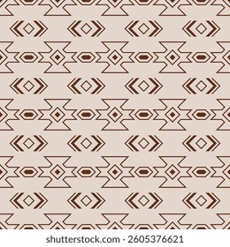 Abstract ethnic seamless geometric pattern. Tribal and ethnic motif seamless background. Brown color vector background. Design for background, clothing, wrapping, batik, fabric.