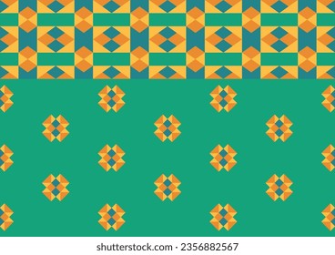 abstract ethnic seamless pattern, geometric shape background, green, orange and yellow colors, design templates for wallpaper, clothing, carpet, wrapping, fabric, textile