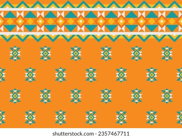 abstract ethnic seamless pattern, geometric shape background, orange, green and yellow colors, design templates for wallpaper, clothing, carpet, wrapping, fabric, textile