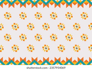 patrón abstracto étnico sin soldadura, fondo de forma geométrica, color naranja, amarillo y verde, plantillas de diseño para papel de pared, ropa, alfombra, envoltura, tela, textil