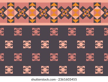 abstract ethnic seamless pattern, geometric shape background, dark pink and orange colors design templates for wallpaper, clothing, carpet, wrapping, fabric, textile
