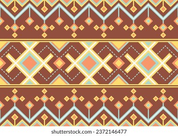 abstract ethnic seamless pattern, geometric shape background, yellow, green and brown colors, design templates for wallpaper, clothing, carpet, wrapping, fabric, textile