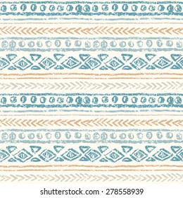 Abstract ethnic seamless pattern, hand draw. Grunge effect.