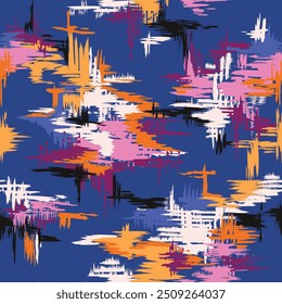 abstract ethnic seamless pattern on blue background