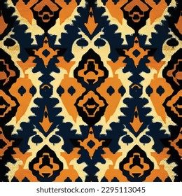 Resumen de patrones étnicos sin costura ornamentales. Diseño festivo de fondo colorido, impresión folk. patrón de ikat