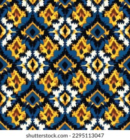 Abstract ethnic seamless pattern ornamental. Festive colorful background design, Folk print. ikat pattern