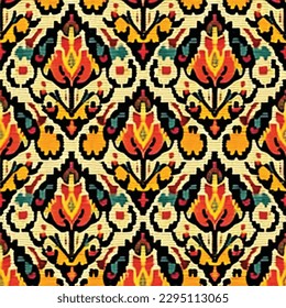 Abstrakte ethnische nahtlose Muster dekoriert. Fesselnde bunter Hintergrund-Design, Folk-Druck. Katzenmuster