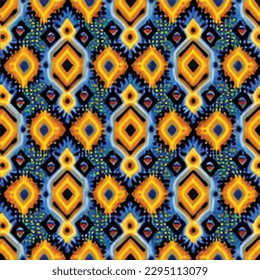 Abstract ethnic seamless pattern ornamental. Festive colorful background design, Folk print. ikat pattern