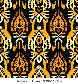 Abstract ethnic seamless pattern ornamental. Festive colorful background design, Folk print. ikat pattern