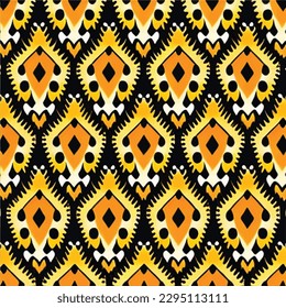 Abstract ethnic seamless pattern ornamental. Festive colorful background design, Folk print. ikat pattern