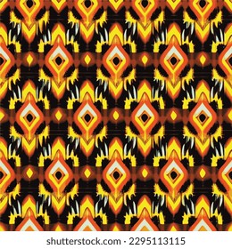 Resumen de patrones étnicos sin costura ornamentales. Diseño festivo de fondo colorido, impresión folk. patrón de ikat