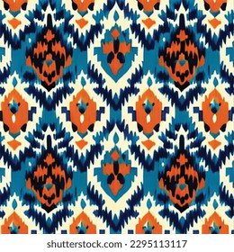 Abstract ethnic seamless pattern ornamental. Festive colorful background design, Folk print. ikat pattern