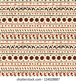 Abstract ethnic seamless pattern in style of primitive culture. Endless background