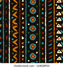 Abstract ethnic seamless pattern in style of primitive culture. Endless background