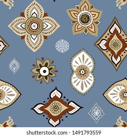 Abstract ethnic seamless pattern. Traditional background. Boho style. Paisley print hand drawn elements.