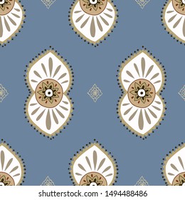 Abstract ethnic seamless pattern. Traditional background. Boho style. Paisley print hand drawn elements.
