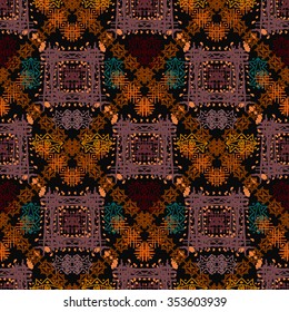 Abstract ethnic seamless pattern. Tribal art boho print, hand drawn ornament. Background texture, wallpaper, wrapping