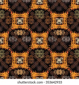 Abstract ethnic seamless pattern. Tribal art boho print, hand drawn ornament. Background texture, wallpaper, wrapping