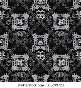 Abstract ethnic seamless pattern. Tribal art boho print, hand drawn ornament. Background texture, wallpaper, wrapping