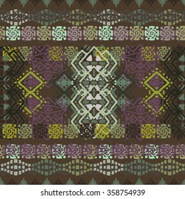 Abstract ethnic seamless pattern. Tribal art boho print, hand drawn ornament. Background texture, wallpaper, wrapping