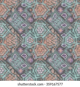 Abstract ethnic seamless pattern. Tribal art boho print, hand drawn ornament. Background texture, wallpaper, wrapping