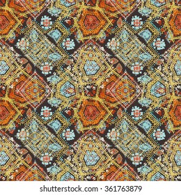 Abstract ethnic seamless pattern. Tribal art boho print, hand drawn ornament. Background texture, wallpaper, wrapping
