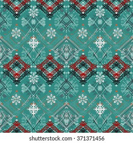 Abstract ethnic seamless pattern. Tribal art boho print, hand drawn vintage ornament. Background texture, wallpaper, wrapping