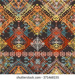 Abstract ethnic seamless pattern. Tribal art boho print, hand drawn ornament. Background texture, wallpaper, wrapping