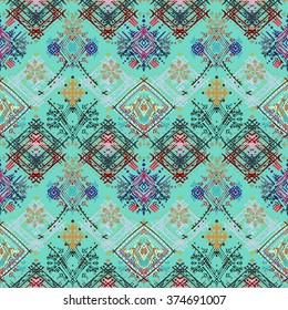 Abstract ethnic seamless pattern. Tribal art boho print, hand drawn vintage ornament. Background texture, wallpaper, wrapping