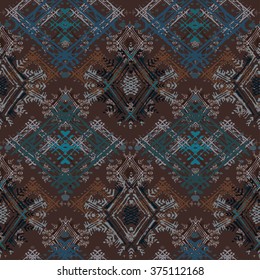 Abstract ethnic seamless pattern. Tribal art boho print, vintage ornament. Background texture, wallpaper, wrapping