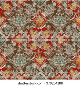 Abstract ethnic seamless pattern. Tribal art boho print, vintage geometric ornament. Background texture, wallpaper
