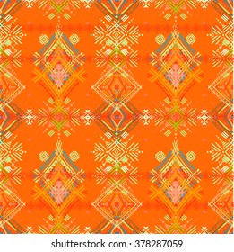 Abstract ethnic seamless pattern. Tribal art boho print, vintage geometric ornament. Background texture, wallpaper