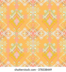 Abstract ethnic seamless pattern. Tribal art boho print, vintage geometric ornament. Background texture, wallpaper