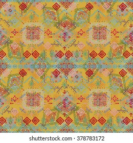Abstract ethnic seamless pattern. Tribal art boho print, vintage geometric ornament. Background texture, wallpaper