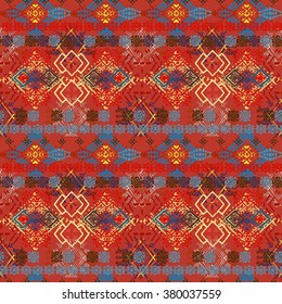 Abstract ethnic seamless pattern. Tribal art boho print, vintage ornament. Background texture, decoration