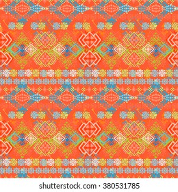 Abstract ethnic seamless pattern. Tribal art boho print, vintage ornament. Background texture, decoration