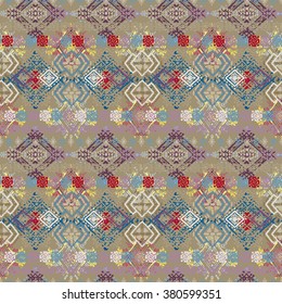 Abstract ethnic seamless pattern. Tribal art boho print, vintage ornament. Background texture, decoration