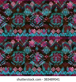 Abstract ethnic seamless pattern. Tribal art boho print, vintage geometric ornament. Background texture, wallpaper