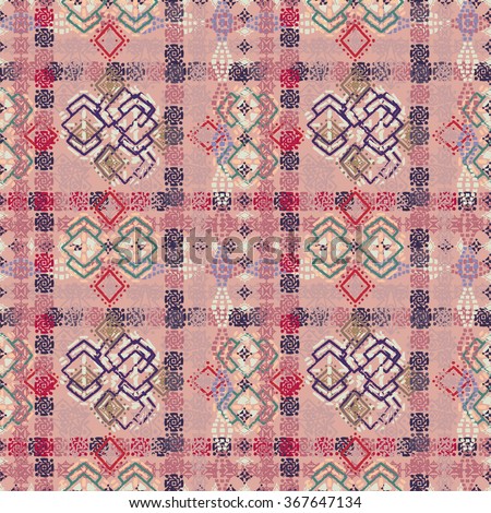 Abstract ethnic seamless pattern. Tribal art boho print, hand drawn vintage ornament. Background texture, wallpaper, wrapping