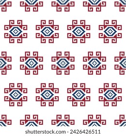 Abstract ethnic seamless pattern in tribal.Ikat textile texture in native American,Mexican,African, mediterranean style.Aztec geometric fabric folk art background design for decoration,tile,ceramic.