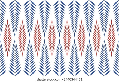 Abstract ethnic seamless pattern in tribal.Ikat textile texture in native American,Mexican,African, scandinavian style.Aztec geometric fabric folk art background.Colorful boho design for print decor.