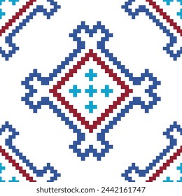 Abstract ethnic seamless pattern in tribal.Ikat textile texture in native American,Mexican,African, mediterranean style Aztec geometric fabric folk art background.Colorful boho design for print decor.