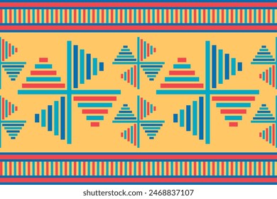 Abstract ethnic seamless pattern in tribal.Ikat textile texture in native American,Mexican,African, mediterranean style.Nordic geometric folk art background.Beautiful boho design for print decor