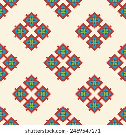 Abstractas patrón étnico sin costuras en textura textil tribal.Ikat en estilo nativo americano, mexicano, africano, mediterráneo.Tela geométrica azteca folk art background.Colorido diseño marroquí para decorar
