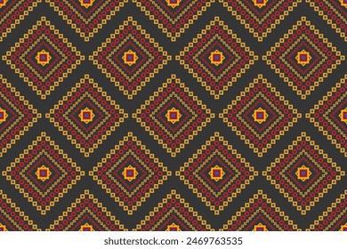 Abstract ethnic seamless pattern in tribal.Ikat textile texture in native American,Mexican,African, mediterranean style.Aztec geometric fabric folk art background.Beautiful boho design for print decor