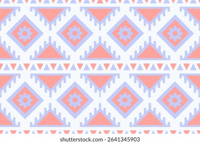 Abstract ethnic seamless pattern in tribal.Ikat textile texture in Bohemian,Mexican,African, mediterranean style.Aztec geometric fabric folk art background.Colorful modern moroccan design for decorate